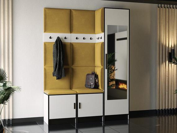 Moderne Garderoben-Set MALTI Weiß + Gelb