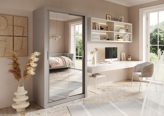 Schwebetürenschrank mit Spiegel ARTI 19 Breite 120 cm Grau