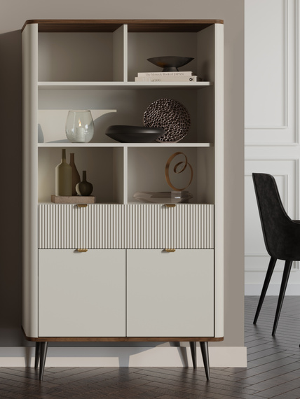 Bücherregal mit Schublade LILIA Kaschmir + Graphit