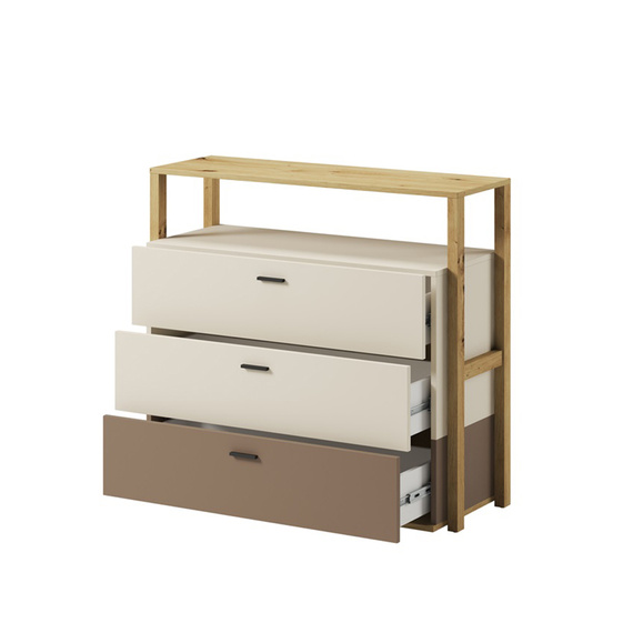 Kommode mit drei geräumigen Schubladen LAGOS Beige/Eiche Artisan