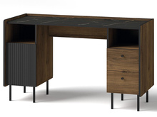 Bürotisch geräumig mit gerillte Front COMO Nussbaum