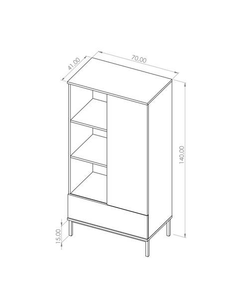 Elegant Regal mit Schublade MENS EICHE HIKORA
