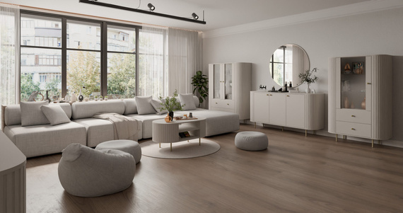 Klein TV-Schrank mit zwei Türen beige OVIO