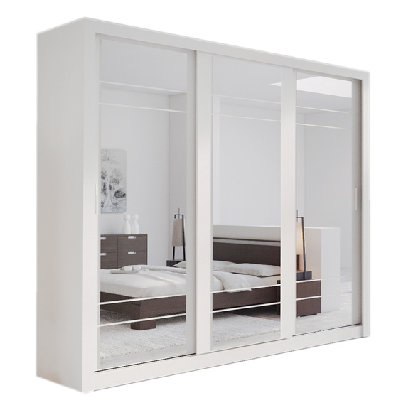 Schwebetürenschrank mit Spiegel und 2 Aufhänger ARTI 02 Weiß