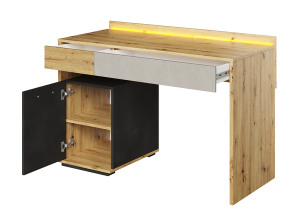 Schreibtisch mit Drehtür und zwei Schubladen BOB Eiche artisan