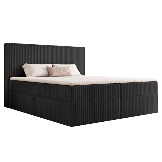 Boxbett mit Bettkästen Schwarz Cordstoff 140x200 NEL