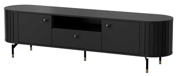 TV-Tisch mit Schublade Fronten gefräst MODERNO Schwarz