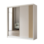 Schwebetürenschrank mit Lamellen MALTA Weiß + Eiche Artisan