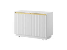 Kommode mit Rillenstruktur Gold Griffe GLAM Weiß