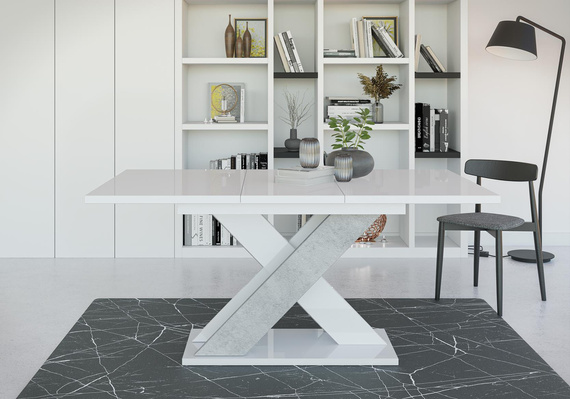Esstische Modern AMI Weiß Hochglanz+Stone