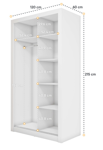 Schwebetürenschrank mit Spiegel VENTI Grau