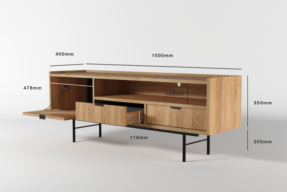 TV Lowboard Skandinavische Eiche Hikora COLGO 