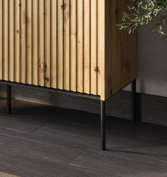 Kommode klein mit gerifflete Front für Wohnzimmer FLORE 