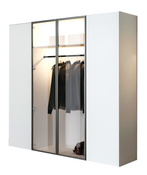 Moderner Kleiderschrank mit Glasfront und LED Beleuchtung Weiß STELLS