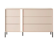 Schubkastenkommode sechs Schubladen led NINA Beige