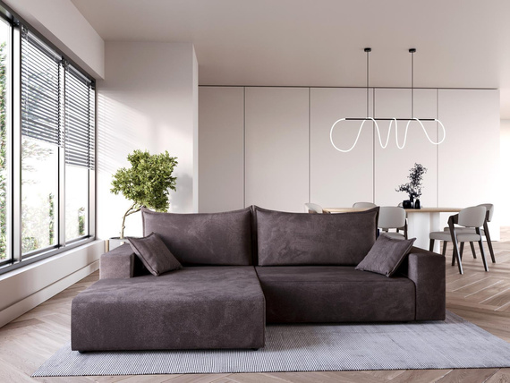 Ecksofa mit Schlaffunktion L Form Braun ARNO