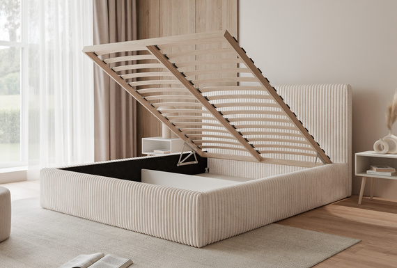 Design-Polsterbett mit Cordstoff ASTA 200x200 Grau