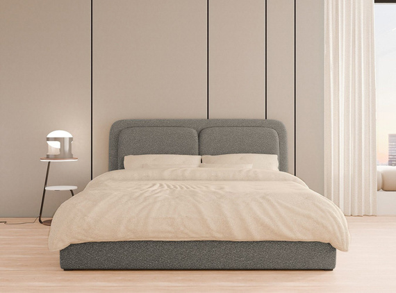 Modernes Graphit Polsterbett mit Holzrahmen 200x200 LEA