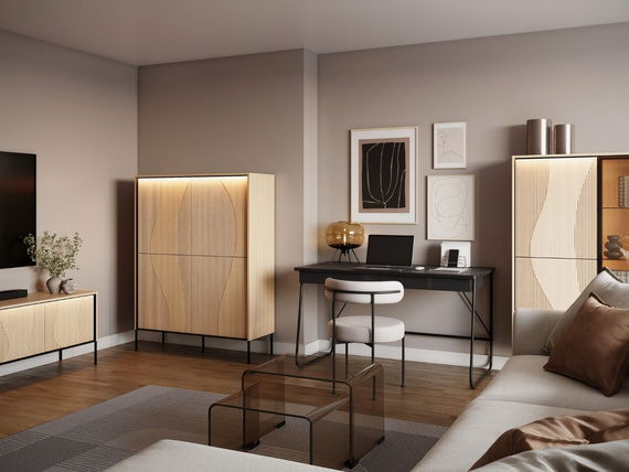 Modernes Hochkommode mit LED-Leuchten WAVE 