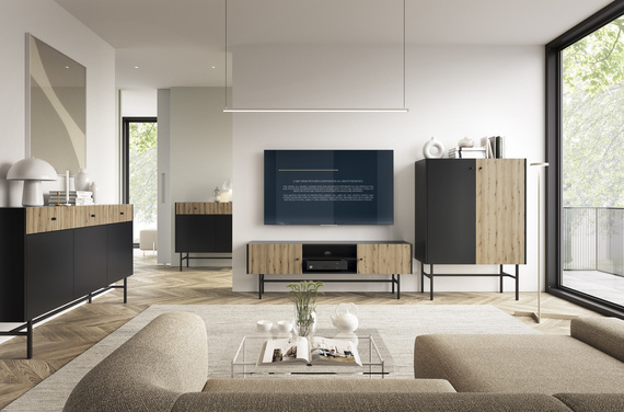 Loft Schminktisch mit Schublade Eiche artisan+schwarz DAVS