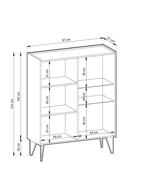 Vitrine mit zwei Glaseinlegeböden ARUB Schwarz Graphit