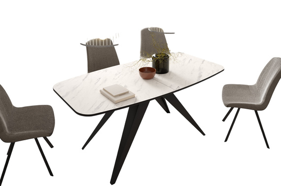 Familien Esstisch 180 cm weiß Marmor LENO
