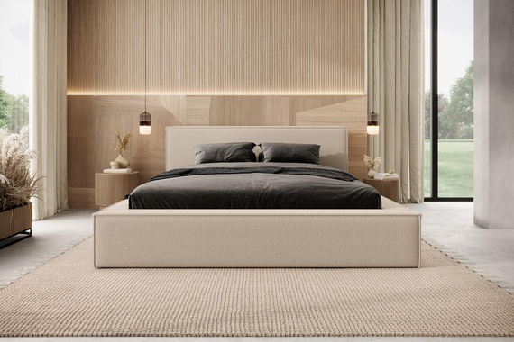 Boucle-Bett mit Stauraum 140x200 Beige ASTA