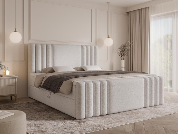 Boucle weiß Kontinentalbett mit topper 180x200 SARAH