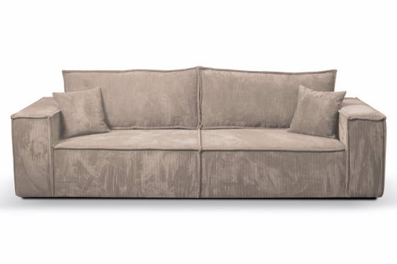 Schlafsofa mit Bettkasten und Cordstoff MONA Hellbraun