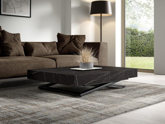 Couchtish Ausziehbar Schwarz Marmor