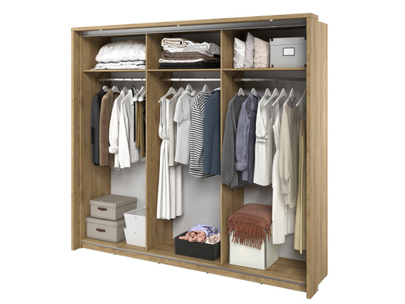 Schwebetürenschrank mit Spiegel mit 3x Kleiderstange ARTI