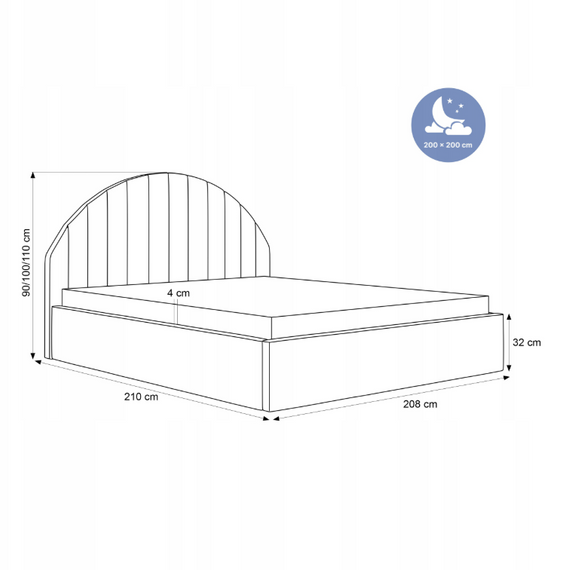 Designerbett mit Bettkasten 200x200 Beige PERLE