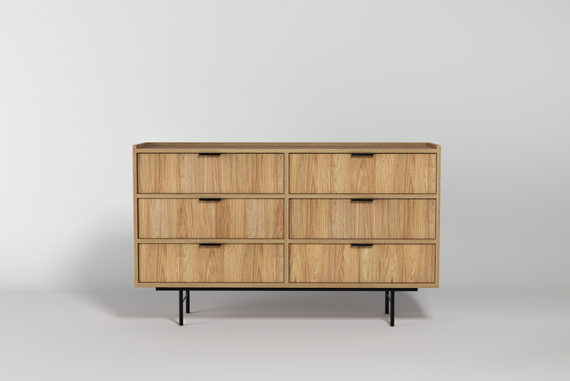 Skandi Kommode Holz mit 6 Schubladen COLGO 