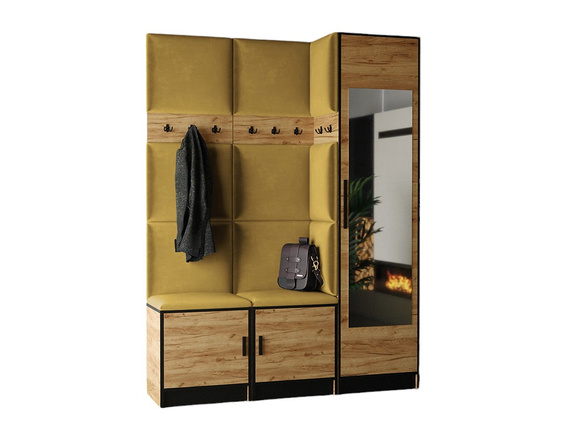 Moderne Garderoben-Set MALTI Eiche craft + gelb