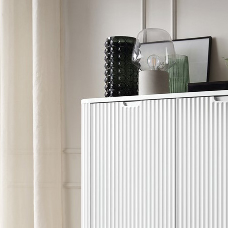 Highboard mit Lamellen auf hohen Beinen CARLO Weiß
