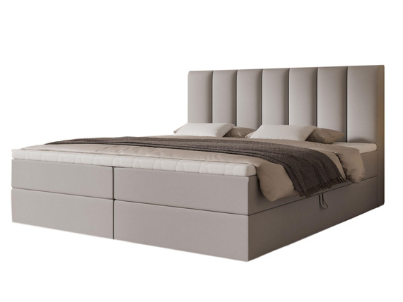 Boxbett mit Bettkasten und topper 160x200 Grau velvet BELLS