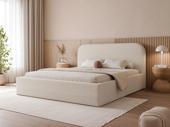 Creme Chenille Stoff Polsterbett 120x200 BAVARO