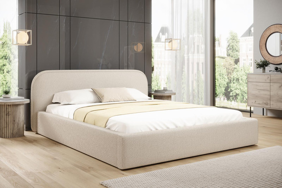 Elegantes Bett mit Kopfteil 120x200 Hellbeige