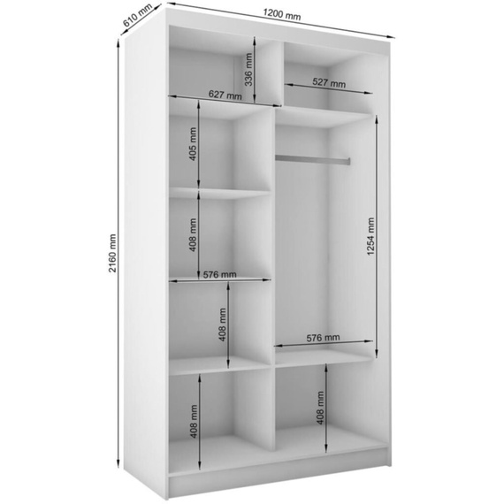 Schwebetürenschrank mit Lamellen MALTA Grau + Weiß 