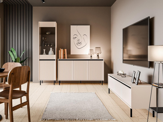 Fernsehschrank mit Füßen 140 cm zwei türen beige Ciao