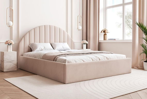 Designerbett mit Bettkasten 180x200 Beige PERLE