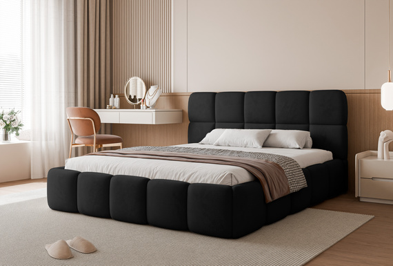 Stauraumbett Velvet CLOUDY 140x200 Schwarz