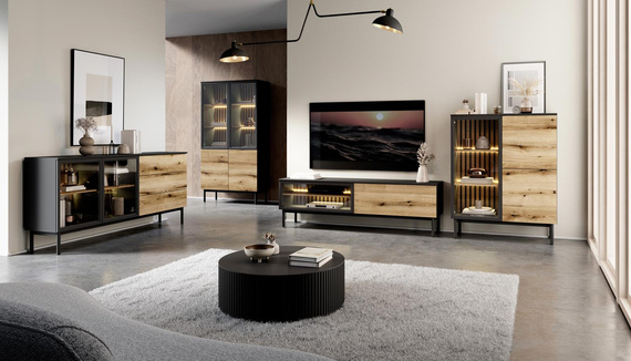  Kommode mit Lamellen und LED-Beleuchtung LUKS Eiche evoke