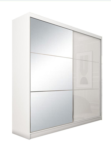 Schwebetürenschrank CINZIA mit Lacobel Glas Weiß