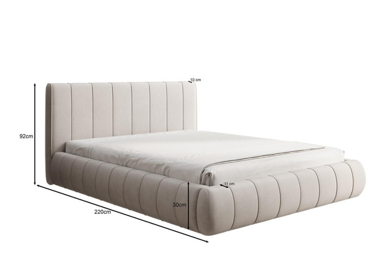 Elegant Designerbett Beige 120x200 Metallrahmen MISS