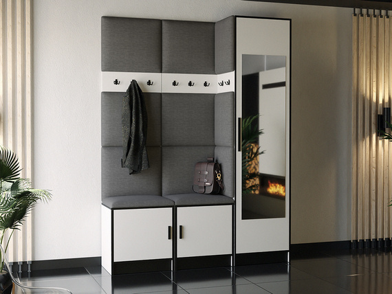 Moderne Garderoben-Set MALTI Weiß + Grau