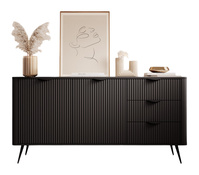 Kommode mit drei Schubladen und zwei Drehtüren BELLO Schwarz