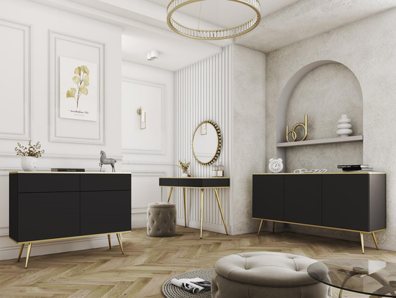 Kommode im Glamour Design POLO Schwarz
