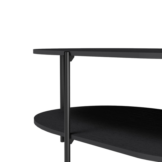 Moderner runder Couchtisch Schwarz Holz mit Ablage PLAYAS