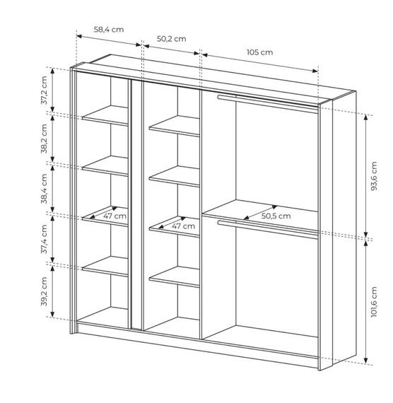 Kleiderschrank Geräumiger für Schlafzimmer NINA Beige
